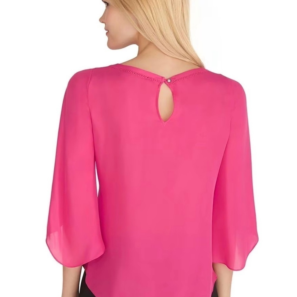 100% Silk White House Black Market Petal Sleeve Flutter Blouse Size XS (0) - Picture 2 of 11